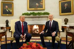 US President Joe Biden meets with President-elect Donald Trump in the Oval Office at the White House in Washington.