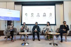 Panellists at AVPN Global Conference 2025 speak about the role of family offices in impact investing. From left: Ann Tan, managing director of CSP Singapore; Annie Chen, founder and chair of RS Group; Eric Ng, chief executive of Happiness Capital; Addy Cheng, founder and chief executive of Climate+; and Gurpreet Singh, founder of Roundglass Foundation.