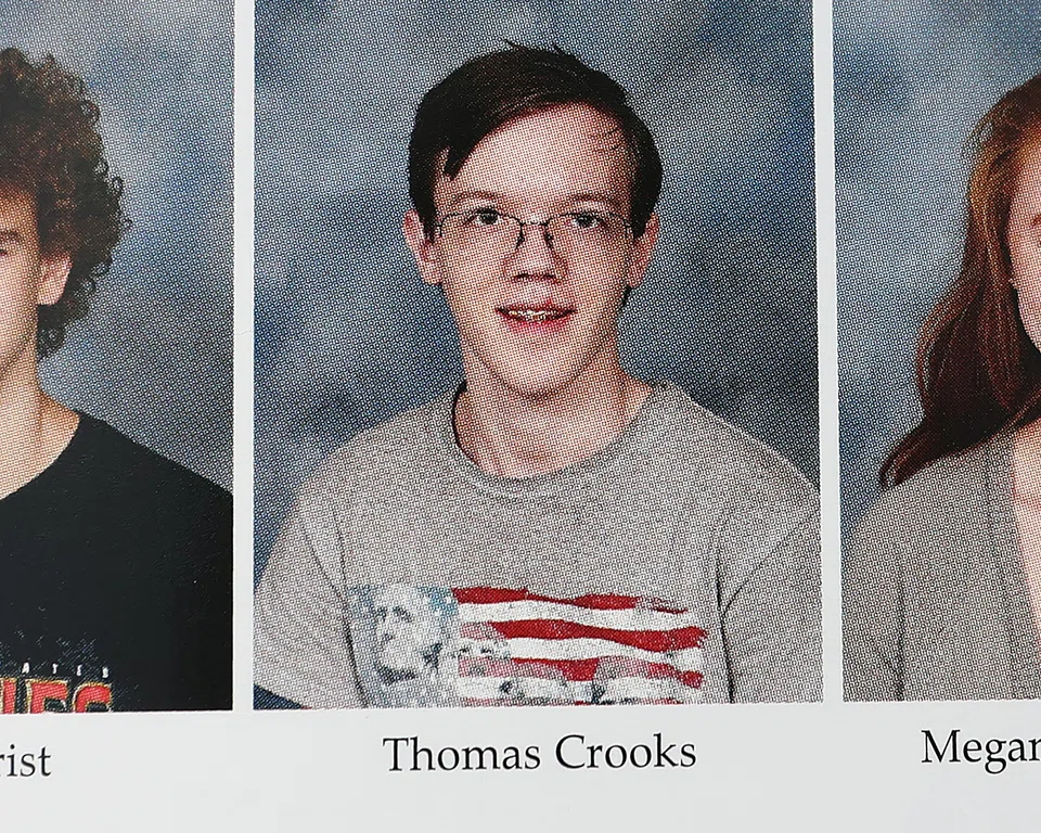 A 2020 High School yearbook shows the photo of Thomas Matthew Crooks, named by the FBI as the "subject involved" in the attempted assassination of former US President Donald Trump, in Bethel Park, Pennsylvania, US, July 14, 2024. 