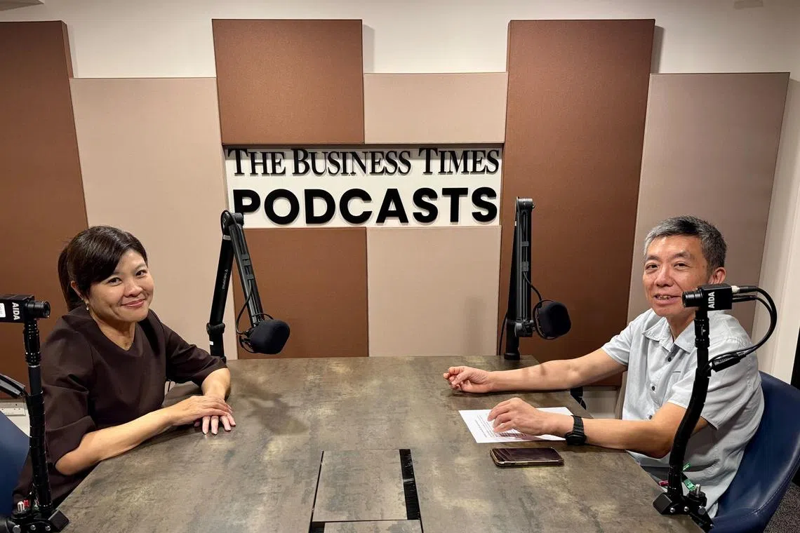 GuocoLand's Dora Chng (left) speaks to BT's Leslie Yee on the PropertyBT podcast.