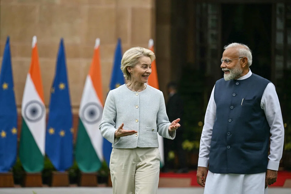 European Commission President Ursula von der Leyen (left) with India's Prime Minister Narendra Modi during a recent visit to India.