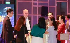 CEO Jens Lottner (centre) at Techcombank's Overseas Talent Roadshow in Singapore in August 2024.