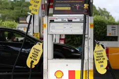 Empty oil pumps at a Shell petrol station that ran out of fuel in Sydney on Mar 30. Australia has its highest fuel stocks in 15 years, but they are still far below International Energy Agency recommendations of 90 days.