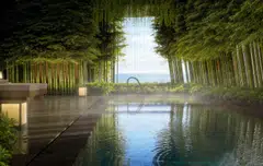 Aman Singapore features a comprehensive spa spread across an entire floor, anchored by an infinity pool.