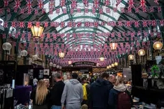 A shopping area in London's Covent Garden during Queen Elizabeth's Platinum Jubilee celebrations last June. British living standards have been hammered by a surge in inflation, which hit a 41-year high of 11.1 per cent in October.