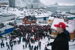 Crowds gather in Nuuk to protest against Trump and his campaign to take over Greenland. The US president has ruled out seizing the territory by force.