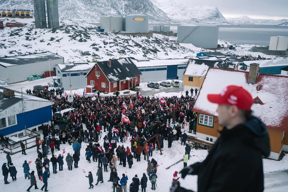 Crowds gather in Nuuk to protest against Trump and his campaign to take over Greenland. The US president has ruled out seizing the territory by force.