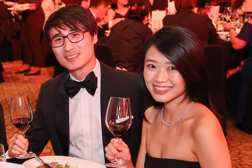 Pang Fu Wei, group managing director, Kim Hin International, and his wife Crystal Ong, from the Ministry of Trade and Industry.