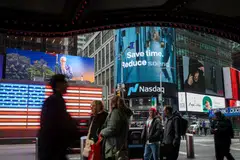 The Nasdaq MarketSite in New York, US, on Thursday, Nov. 20, 2025. Central Bancompany Inc., a holding company for a regional lender, jumped 7% in its trading debut after it raised $373.4 million in an initial public offering. Photographer: Michael Nagle/Bloomberg