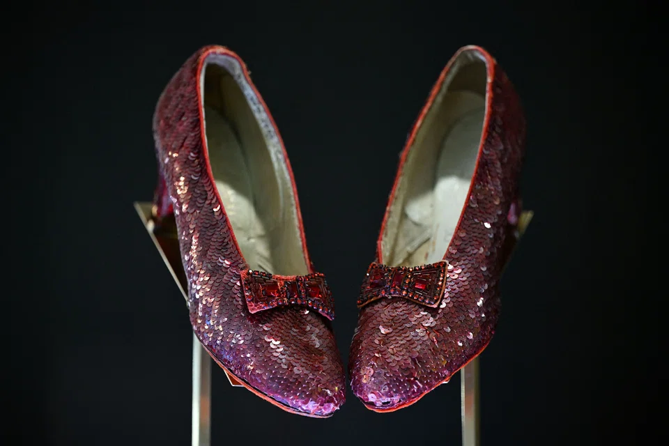 The ruby slippers worn by US actress and singer Judy Garland in the 1939 film The Wizard of Oz. The final bid of US$28 million was the largest sum spent at an auction for a piece of entertainment memorabilia.