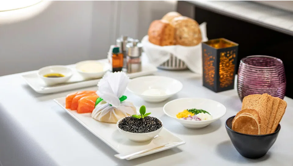 Caviar service on Qatar Airways. 