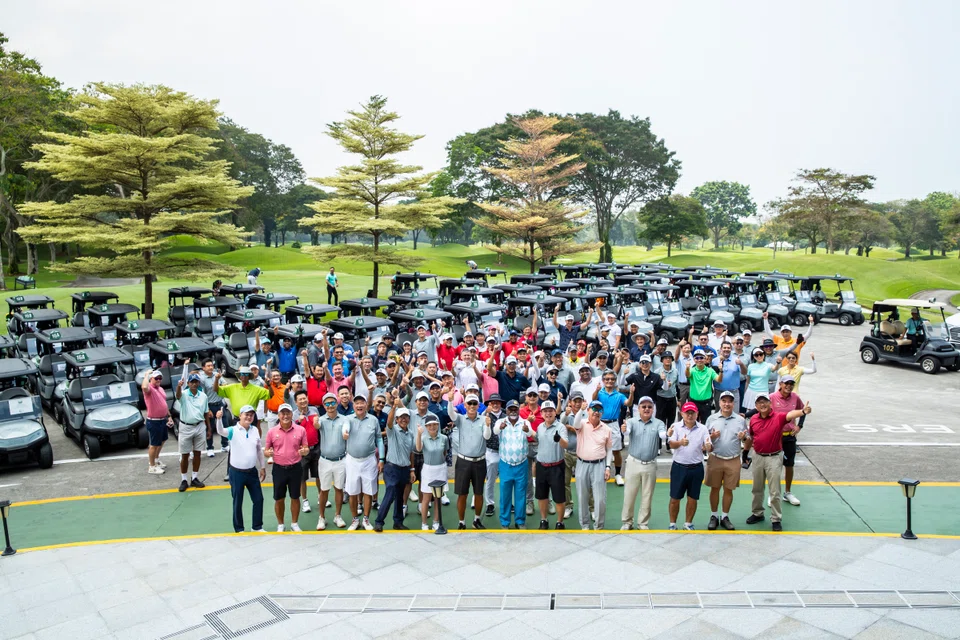 The golfers at the BT Corporate Golf League 2023 pose for a group shot at the Laguna National Golf Resort Club on Apr 14, 2023.