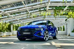 As Audi’s flagship SUV, the SQ8 Sportback e-tron is a large and hefty car, but its tapering tail and curvy form do a lot to hide its bulk.