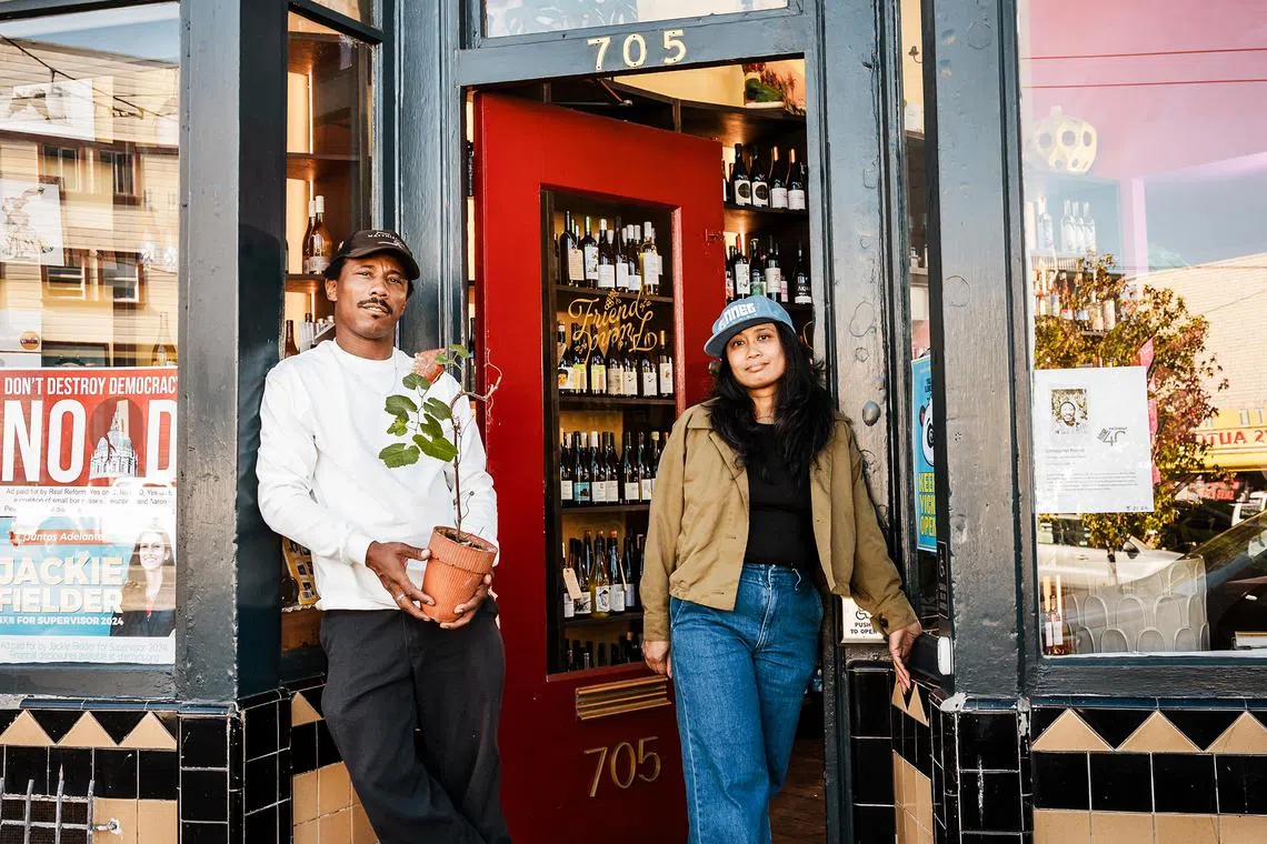 Christopher Renfro and Rita Manzana, of the Two Eighty Project, at Friend of a Friend, Renfro's wine shop in San Francisco.