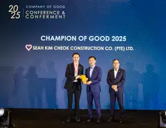 From left: Seah Kah Howe, project director at Seah Kim Cheok Construction; Minister for Health Ong Ye Kung; and NVPC chairman Seah Chin Siong.