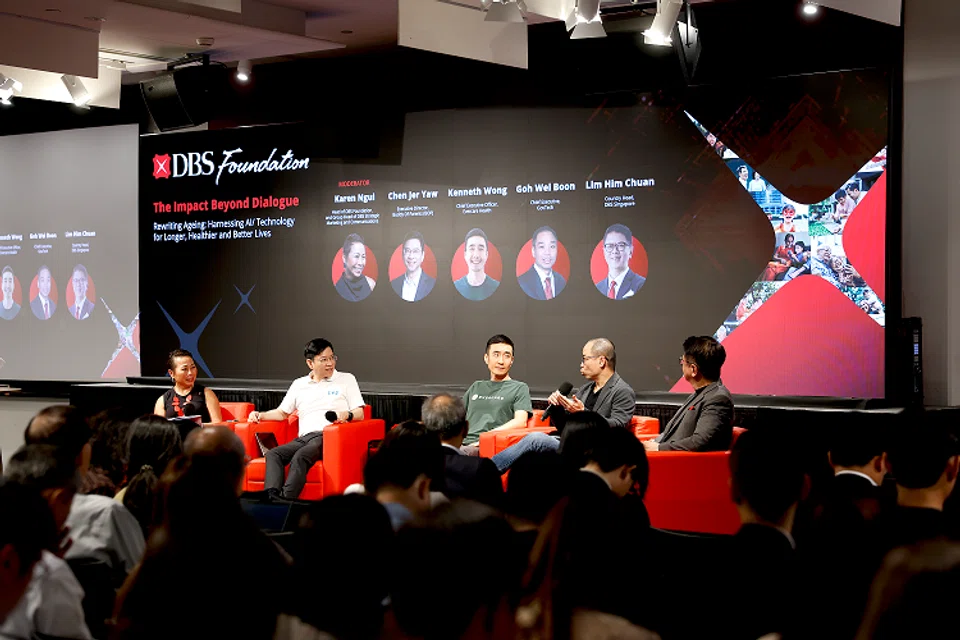 From left: Karen Ngui, head of DBS Foundation and DBS group strategic marketing and communications; Chen Jer Yaw, executive director of BOP; Kenneth Wong, CEO of Evercare Health; Goh Wei Boon, CEO of GovTech; and Lim Him Chuan, country head of DBS Singapore, at the Impact Beyond Dialogue. 