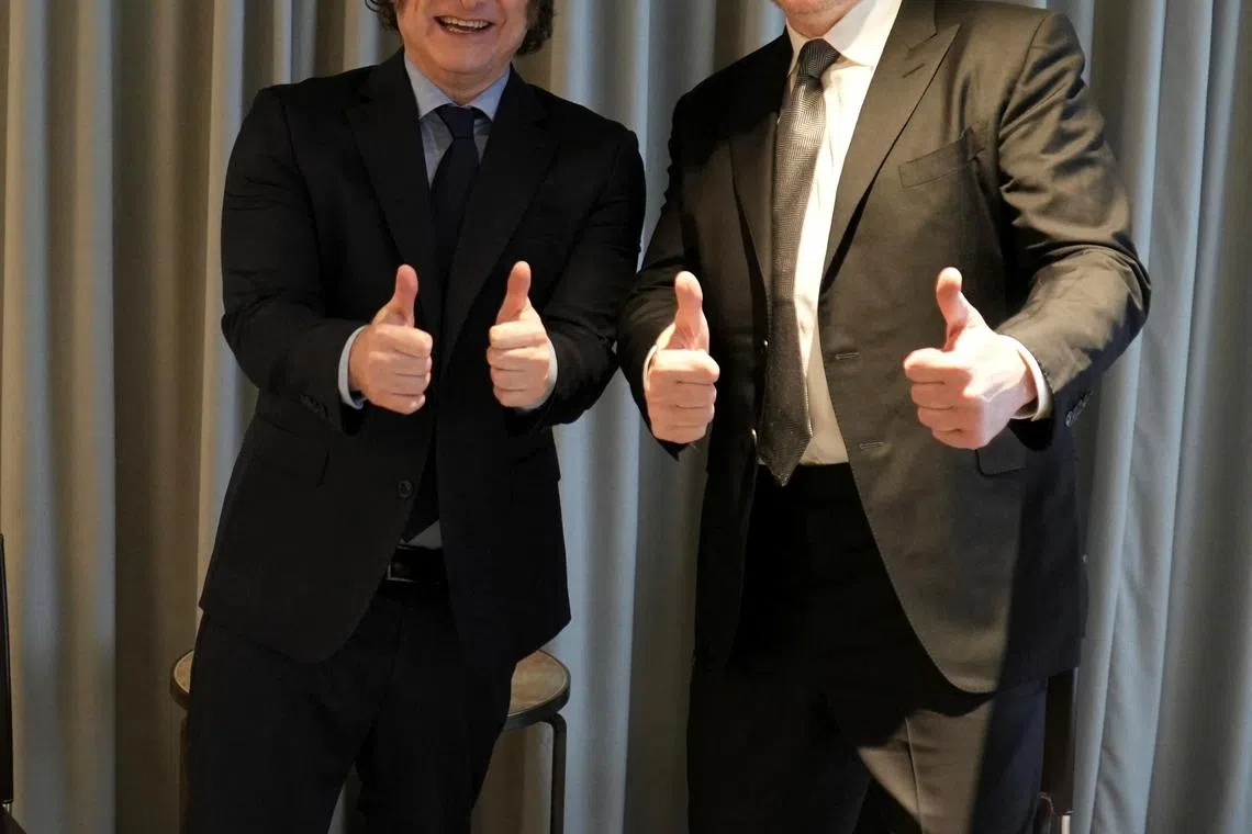 Argentina President Javier Milei (left) has expressed contempt for the state, while Tesla CEO Elon Musk promises to slash US$2 trillion from America's expenditures.