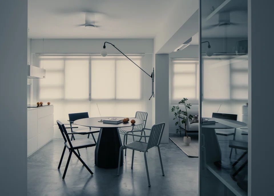 The original living area is now an open kitchen and dining space.