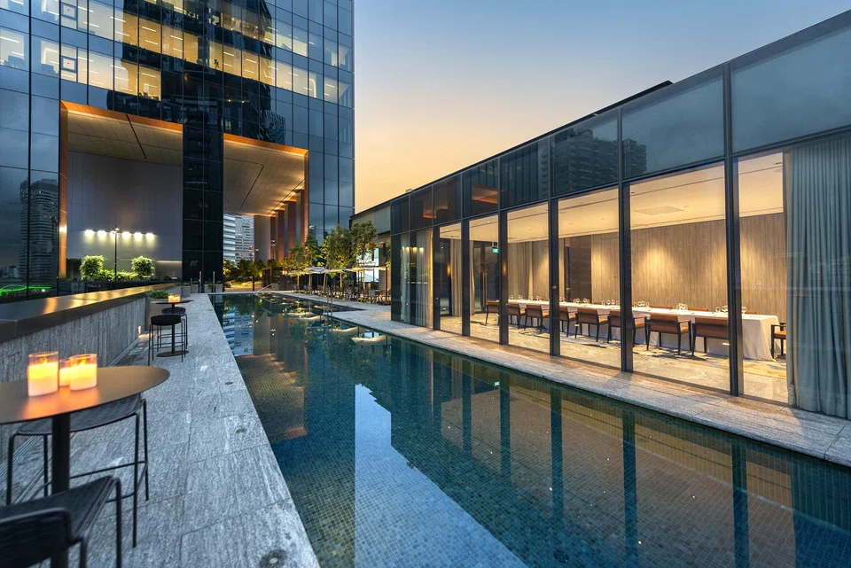 The pool deck at Guoco Midtown, a mixed-use development by GuocoLand.