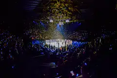 A bird's eye view of the crowd inside the Lumpinee Boxing Stadium in Bangkok for one of the weekly One Friday Fights events.