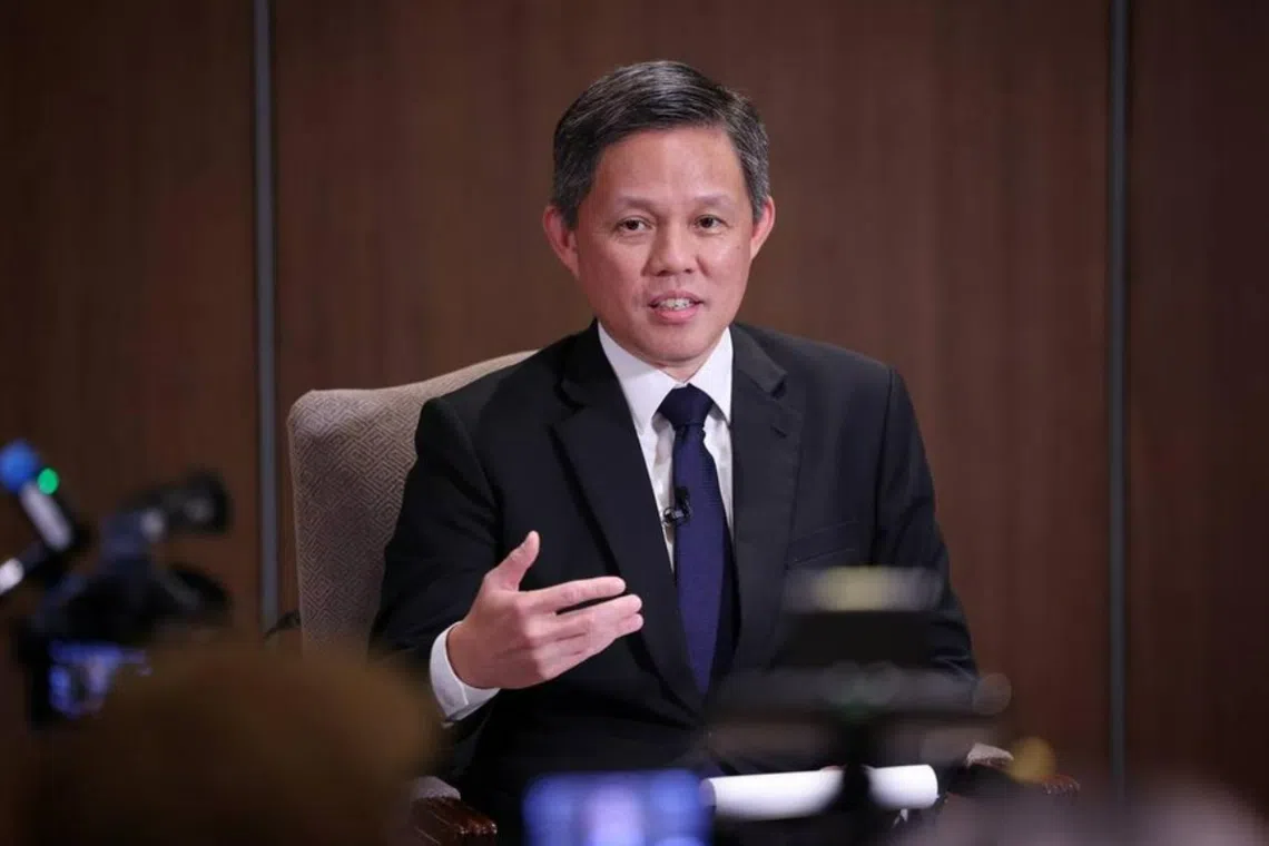 Defence Minister Chan Chun Sing speaking at the close of the Shangri-La Dialogue on June 1.ST PHOTO: JASON QUAH