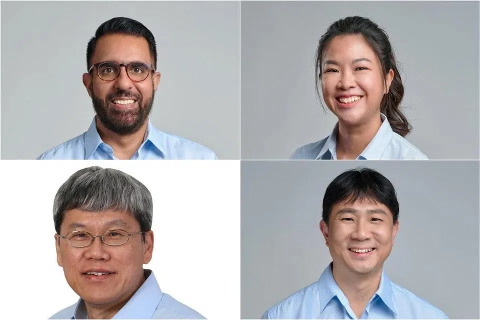 (Clockwise from top left) Workers’ Party leader Pritam Singh, Sengkang GRC MPs He Ting Ru and Jamus Lim, and former Hougang MP Png Eng Huat.
