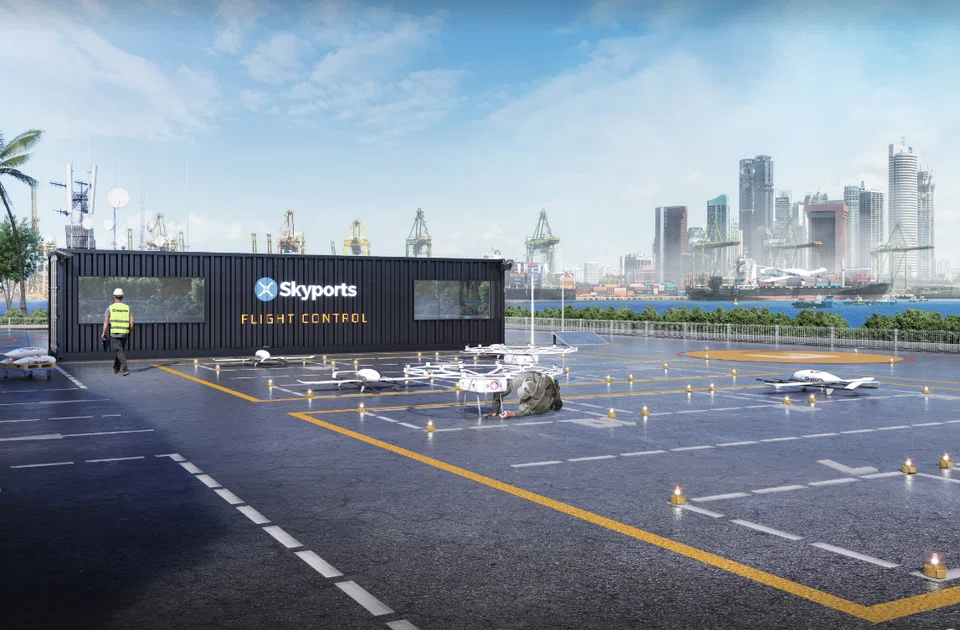 A Skyports cargo vertiport. Within Southeast Asia, Singapore is a clear frontrunner as it is the only country that has announced plans for vertiport development for air taxis