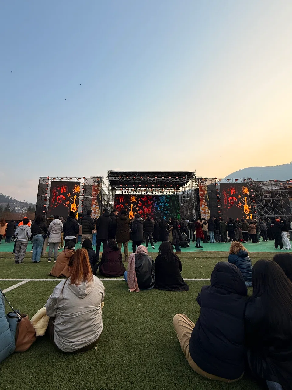 Fans waiting for the concert to start.