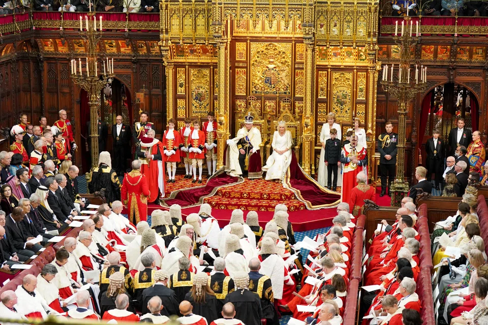 Britain's King Charles III and Queen Camilla at the State Opening of Parliament ceremony in the House of Lords in London on Nov 7. 