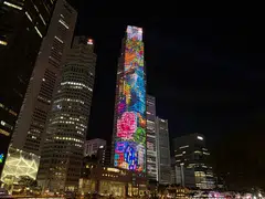 Genine Tham's Gaze Upon the Night is one of the artworks projected for UOB's festive show.