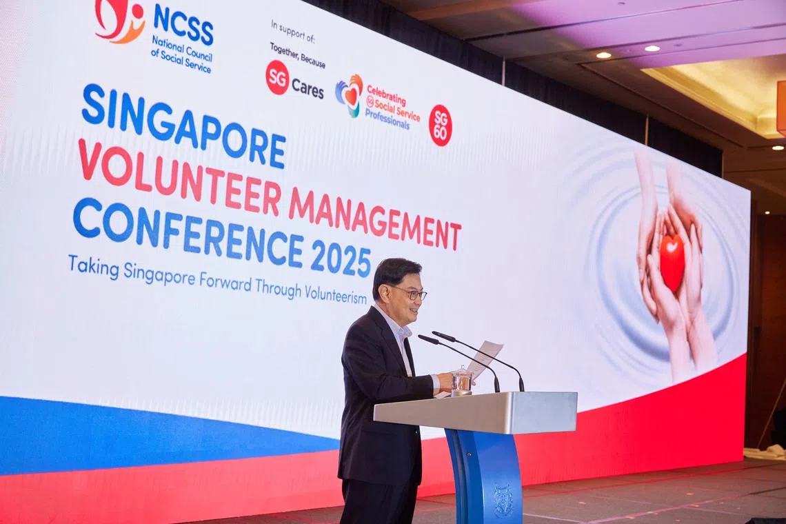 Guest of honour, Deputy Prime Minister Heng Swee Keat, cites an NCSS study that indicates regular volunteers have better psychological well-being.