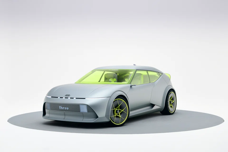 The Ioniq Concept Three looks taut and mischievous, with a ducktail spoiler, muscular haunches and a stance that would turn any racer's head.