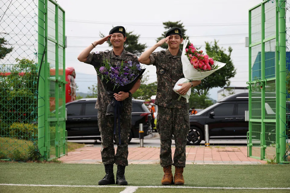 BTS members RM and V said: “We’re working hard on the new album so we can return to the stage as soon as possible.”