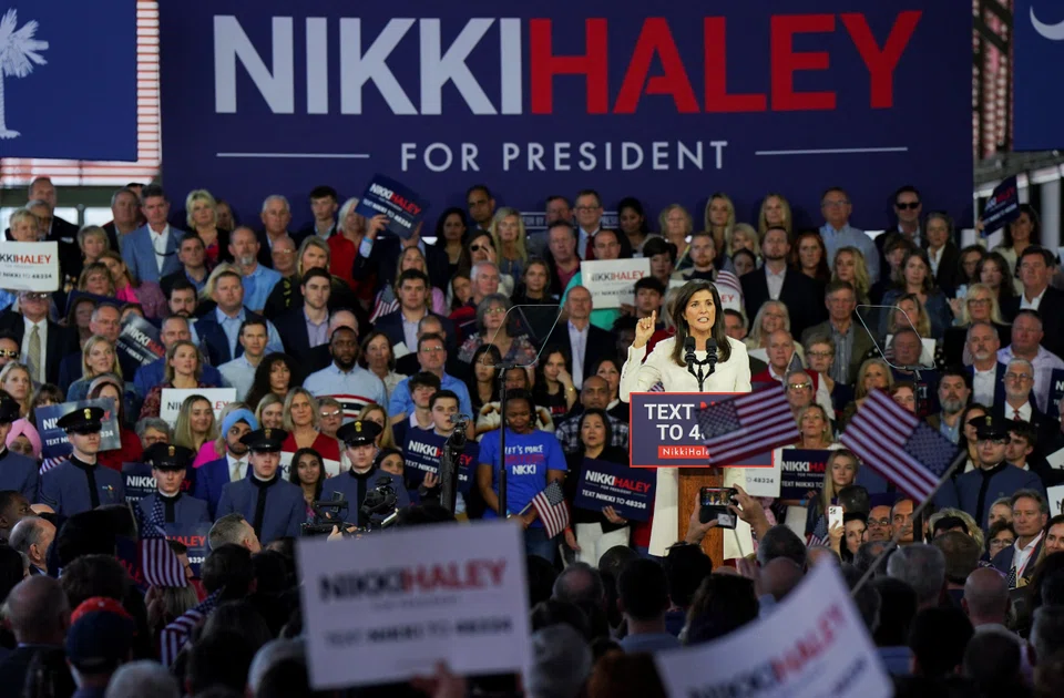 Former South Carolina governor and former US ambassador to the UN Nikki Haley announces her run for the 2024 Republican presidential nomination at a campaign event in Charleston, South Carolina, Feb 15, 2023.