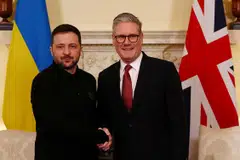 Britain's Prime Minister Keir Starmer hosted Ukrainian President Volodymyr Zelenskiy in Downing Street, a day after Trump and Zelenskiy clashed in an extraordinary meeting at the White House.