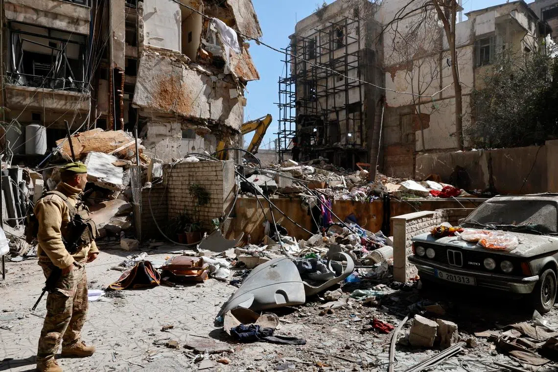 The aftermath of an Israeli airstrike in Beirut on Apr 9. 