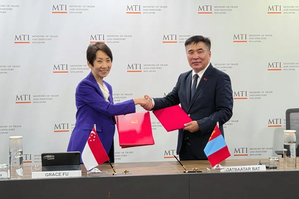 Singapore’s Minister for Sustainability and the Environment Grace Fu (left) and Mongolian Minister of Environment and Climate Change Batbaatar Bat signed the deal on Oct 6.