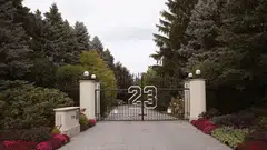 The 2.8-hectare estate features nine bedrooms, 19 bathrooms, and a notable touch: the number 23, Jordan’s iconic jersey number, adorns the gate.