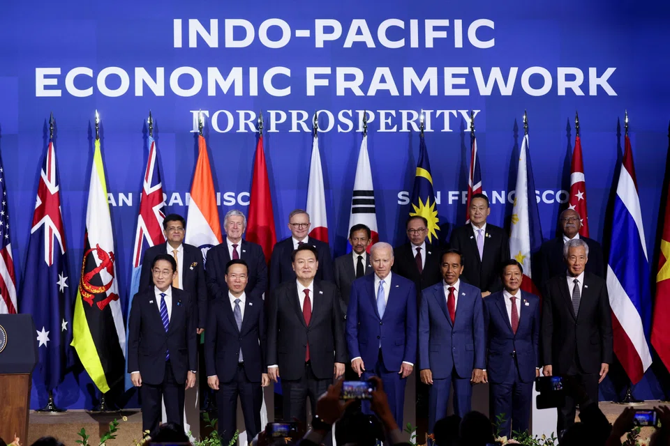 Leaders of the US-led Indo-Pacific Economic Framework for Prosperity members at the Apec Summit in San Francisco. 