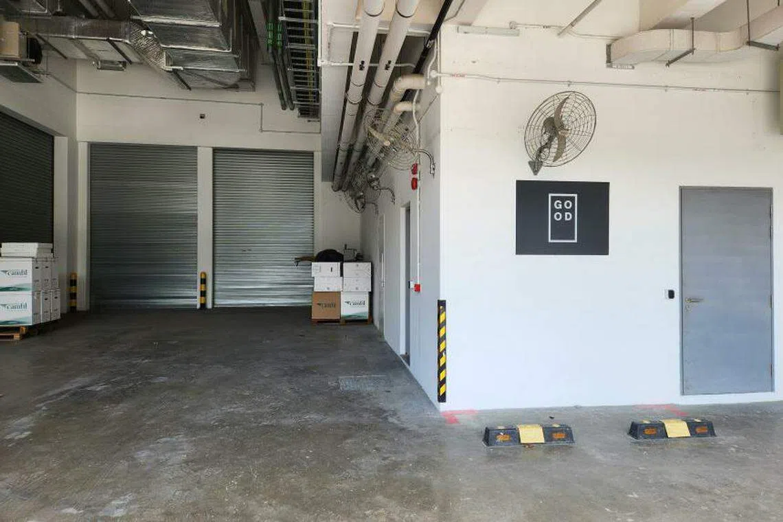 Eat Just’s facility in Bedok Food City was shuttered when The Straits Times visited it on Feb 29. 