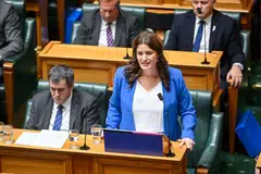 New Zealand finance minister Nicola Willis presents the budget at Parliament in Wellington, New Zealand, May 30, 2024. 
