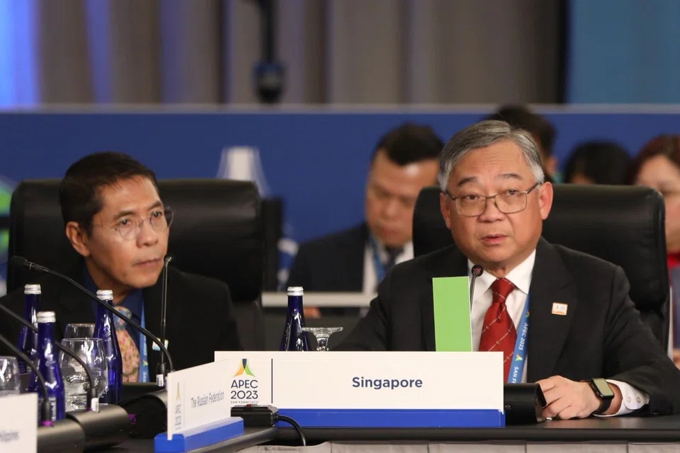 Mohamad Maliki Osman, Minister in the Prime Minister’s Office and Second Minister for Education and Foreign Affairs, and Gan Kim Yong, Minister for Trade and Industry representing Singapore at the Apec Ministerial Meeting in San Francisco.