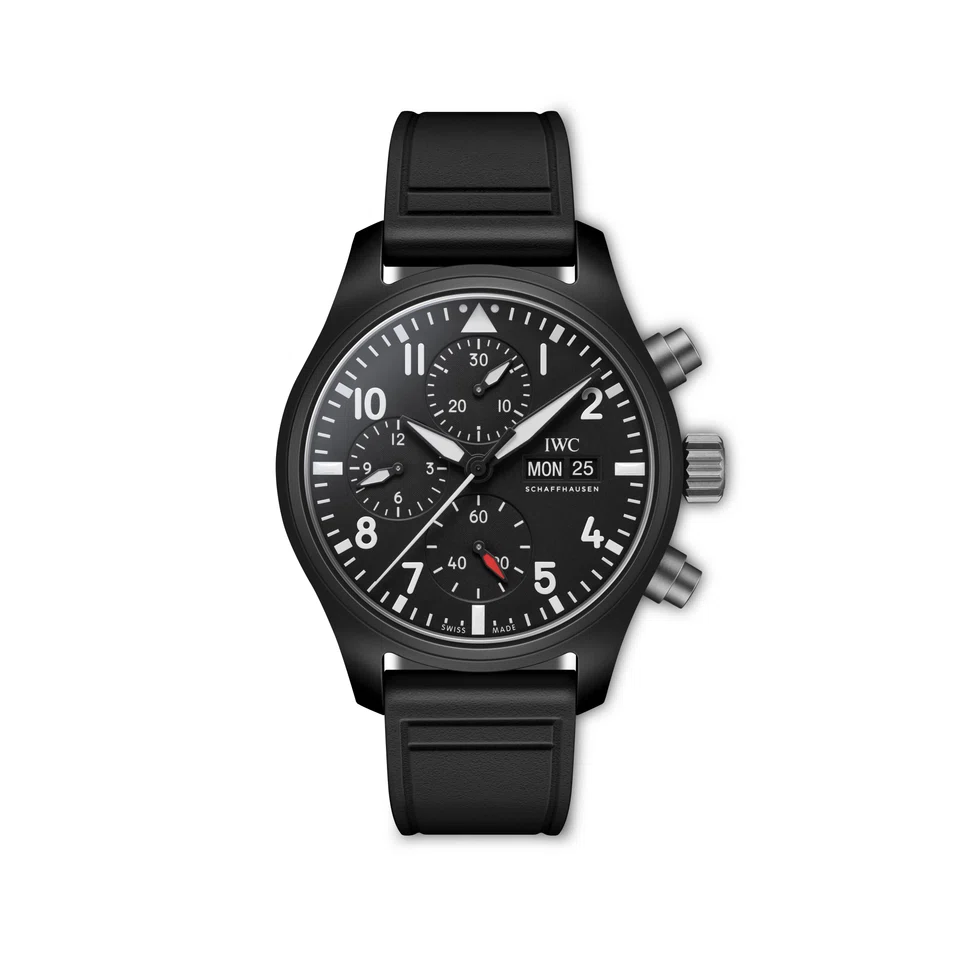 The 69380 calibre, makes its appearance in two new IWC Pilot Watch models for 2023 including the Pilot’s Watch Chronograph 41 Top Gun. 