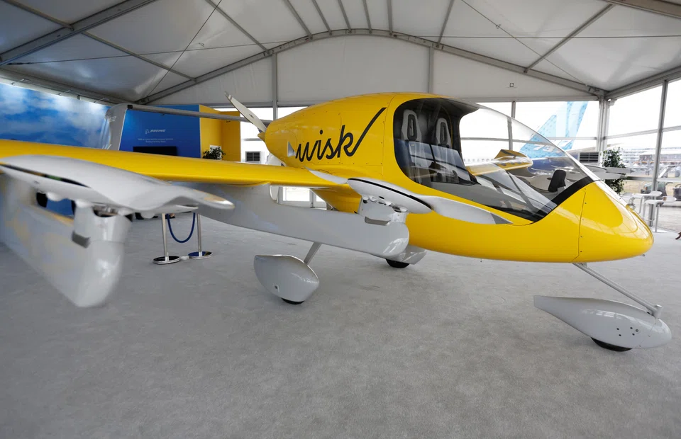 A Wisk autonomous air taxi on display at the Farnborough International Airshow, in Farnborough, Britain, July 2022.   Air taxi revenue in Singapore is projected to cross US$140 million by 2030.