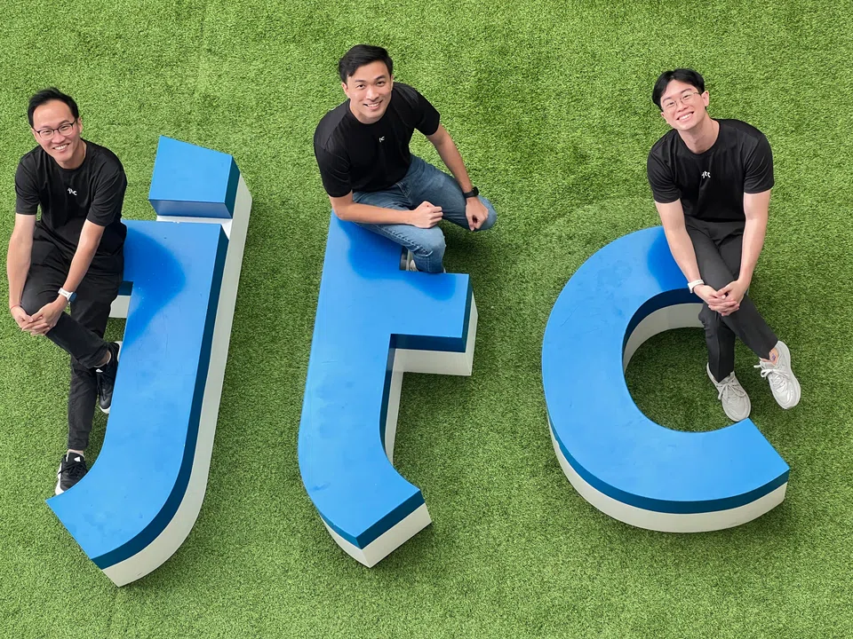 The team behind EVA comprises (from left) senior principal contracts manager Pa Guo An, analytics solutions lab manager Wong Guo Xuan, and project manager Adam Chern.