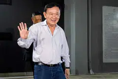 Thaksin, the central figure in a tumultuous two-decade battle for power in Thailand, left on his private jet for Dubai late on Thursday, with his family’s ruling party Pheu Thai in disarray.