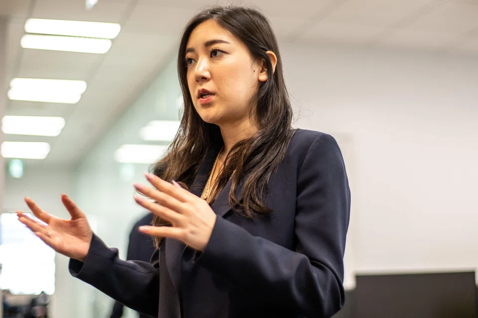 Rei Murakami Frenzel, chair of the Murakami Family Foundation which runs a mentorship programme for women aspiring to join Japan's  male-dominated political scene, speaks during an interview with AFP, Tokyo, Dec 10, 2022. 