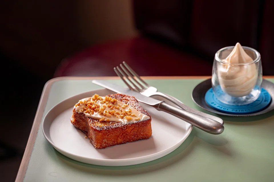 French toast with soft-serve ice cream.