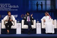 Ajay Banga, president of the World Bank Group, (centre) is calling on member countries to replenish the bank’s Crisis Response Window, with a goal of raising US$4 billion.