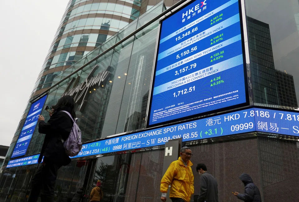 Hong Kong stocks surged more than three per cent at Tuesday’s open, extending a rally of 2.8 per cent on Monday.